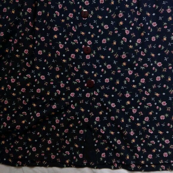 Vintage Fiber Optics Button Down Dress 90s Cottagecore Fairycore Blue Floral 7/8 - Picture 4 of 11